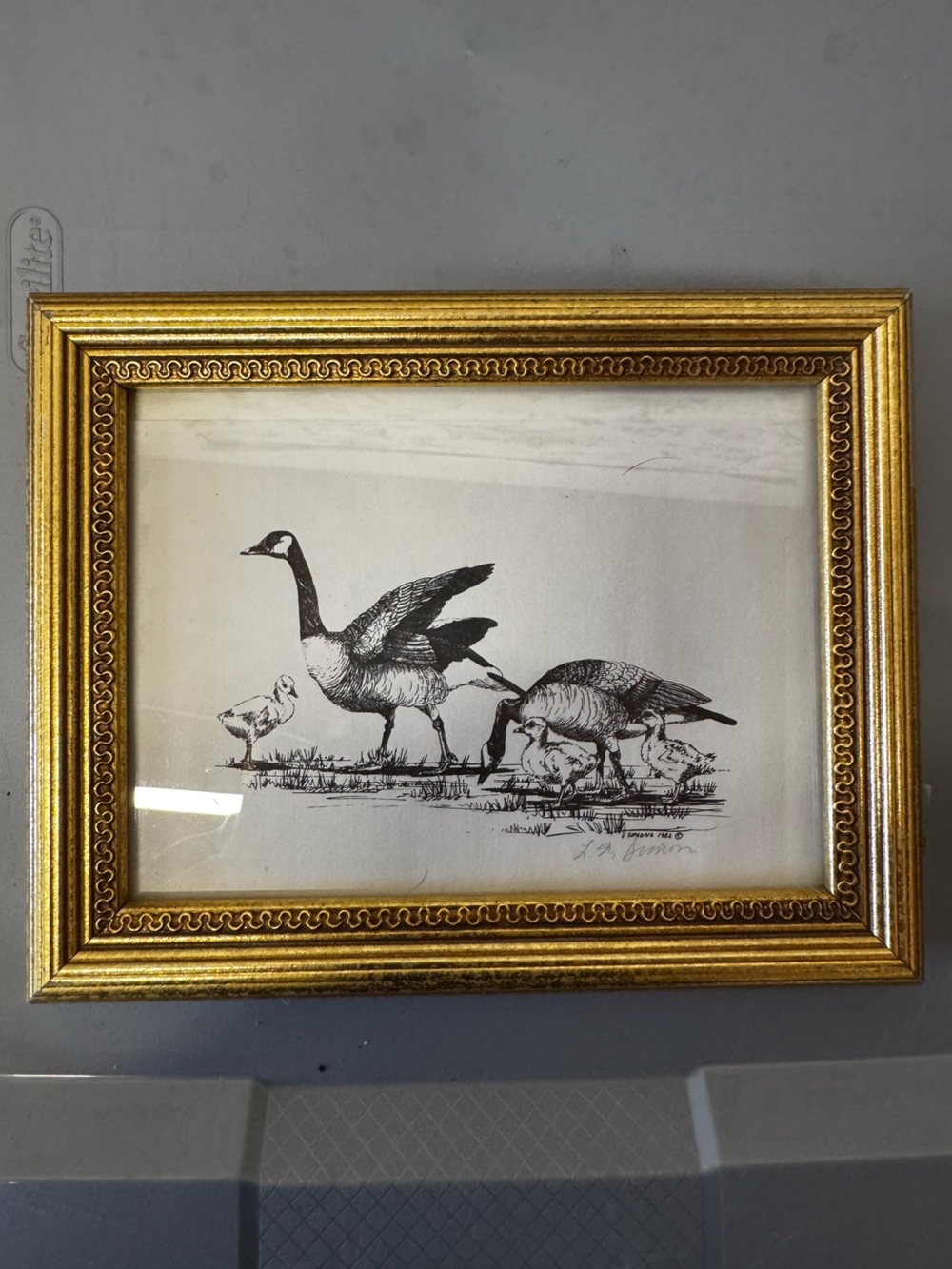 Gold Framed Waterfowl Wall Art - Classic Accent by Larry Simons 1982